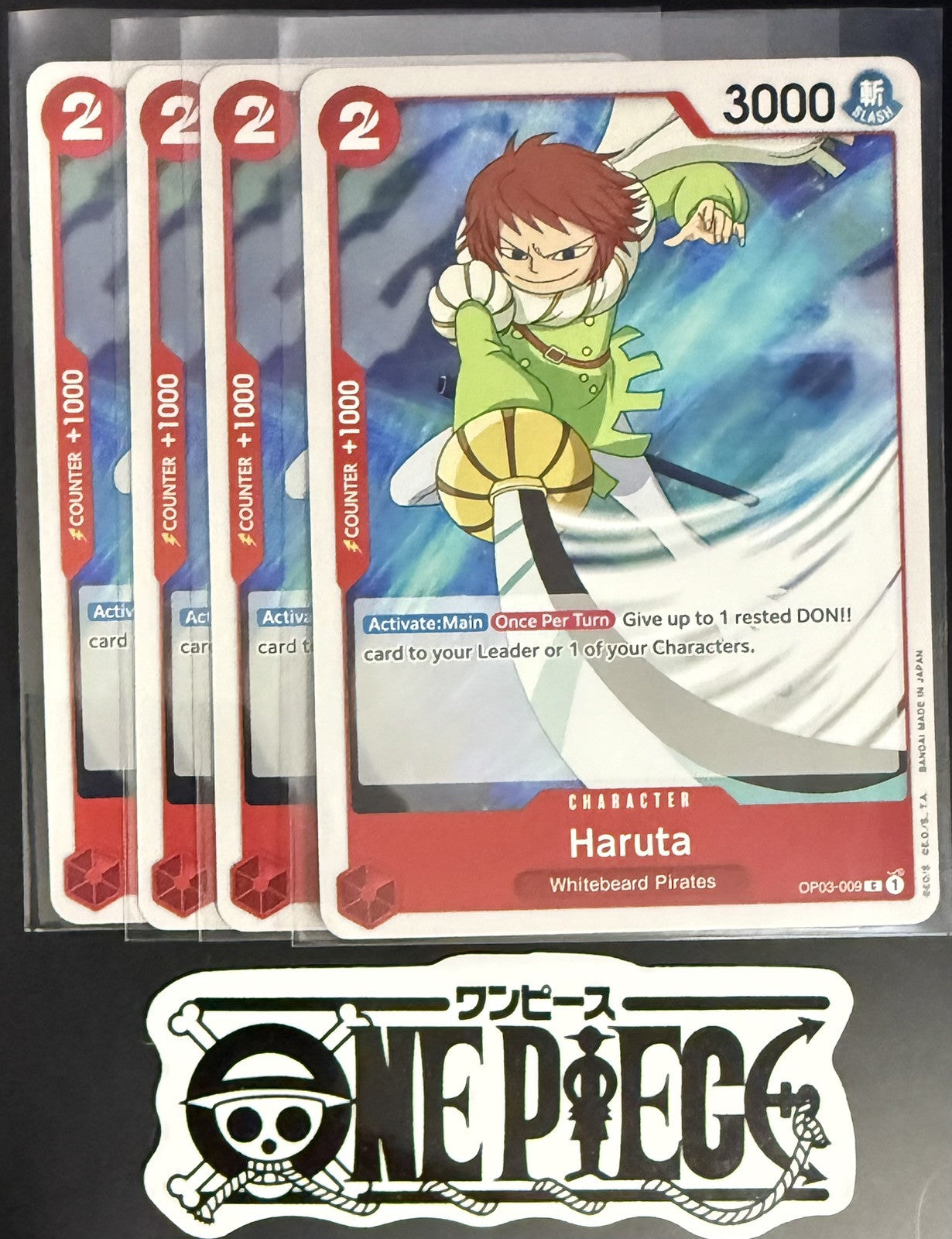 4x One Piece OP03-009 C Haruta - English - Regular - Playset - TCG - NM/M