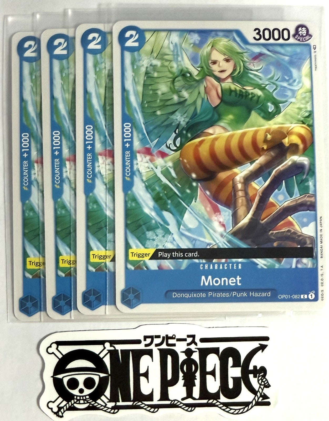 4x One Piece OP01-082 C Monet - English - Regular - Playset - TCG - NM/M