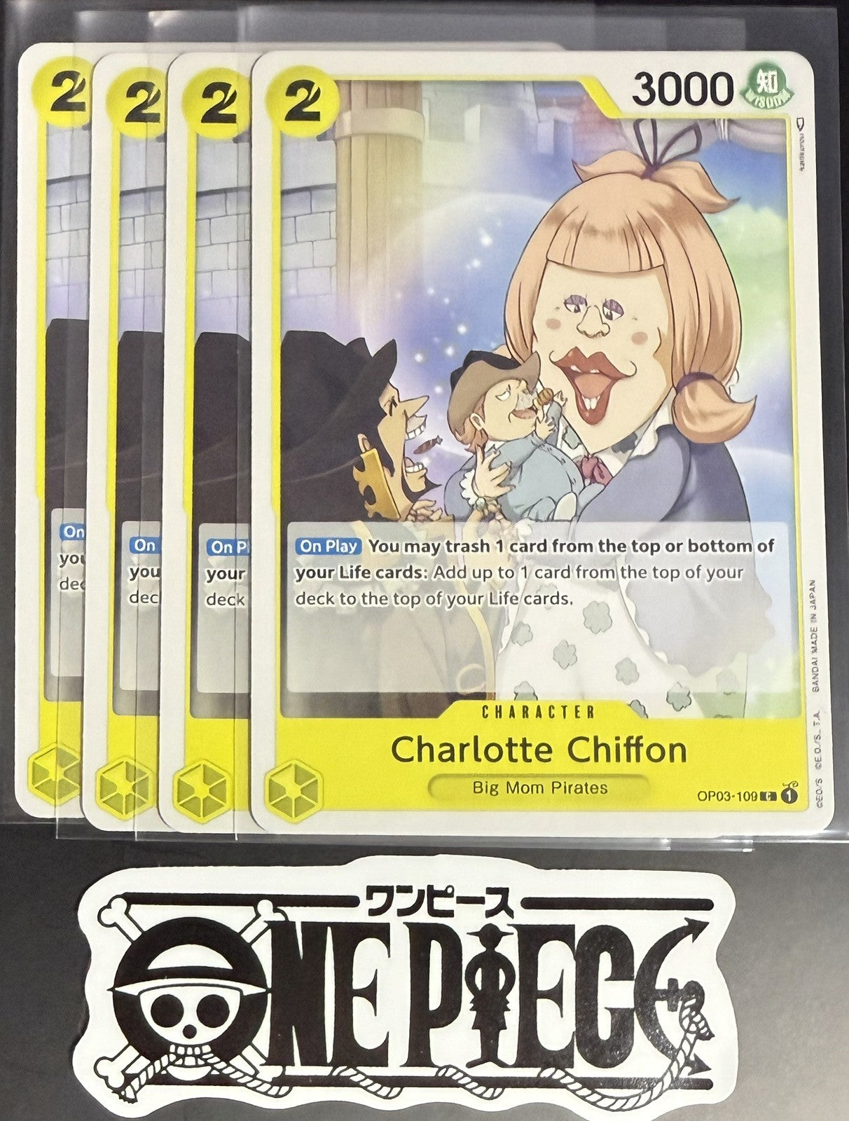 4x One Piece OP03-109 C Charlotte Chiffon - ENG - Regular - Playset - TCG - NM/M