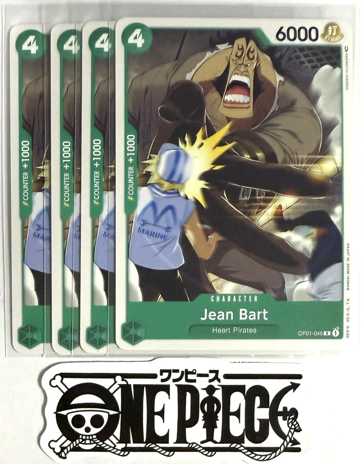 4x One Piece OP01-045 C Jean Bart - ENG - Regular - Playset - TCG - NM/M