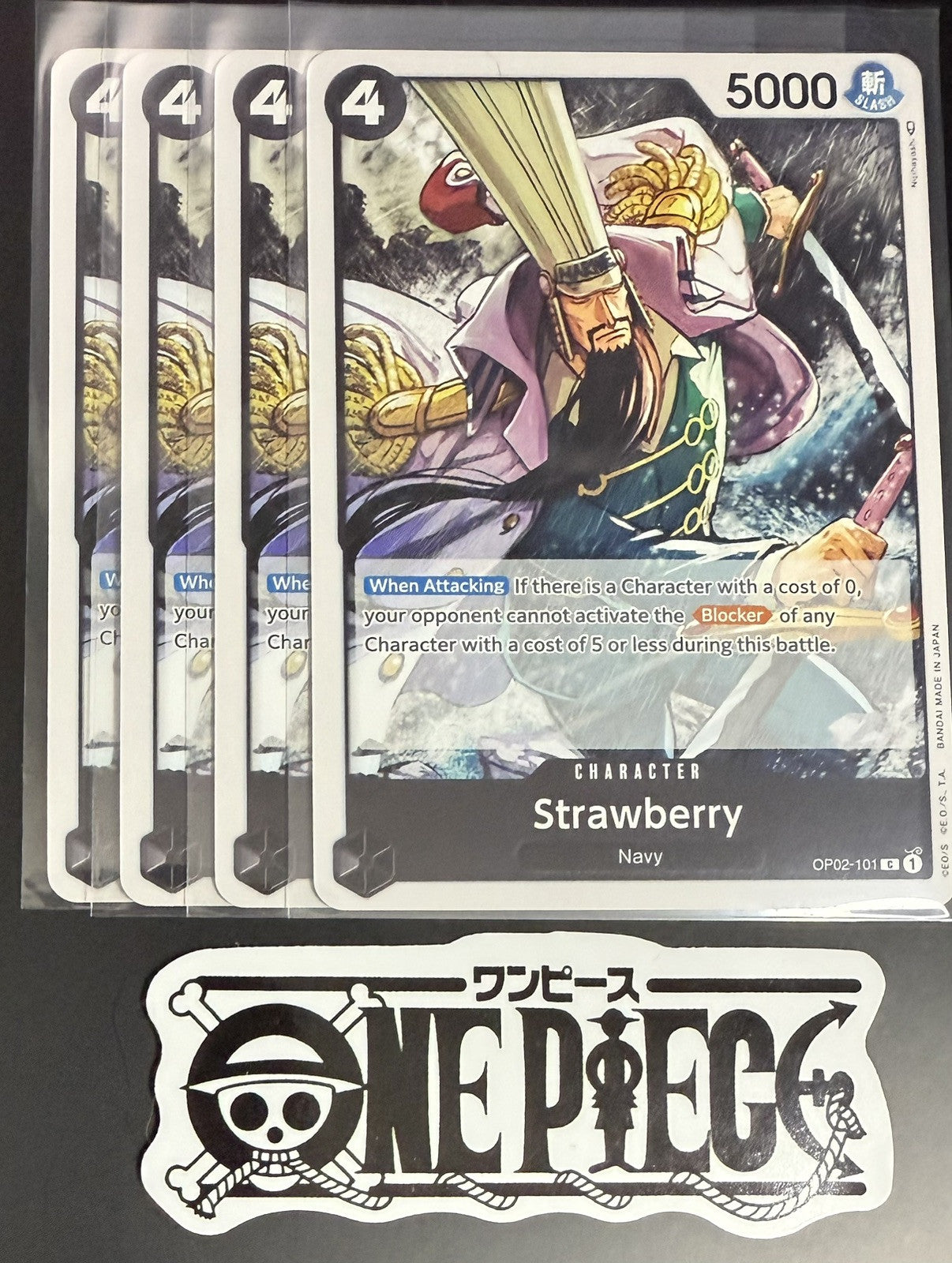 4x One Piece OP02-101 C Strawberry - English - Playset - Regular - TCG - NM/M