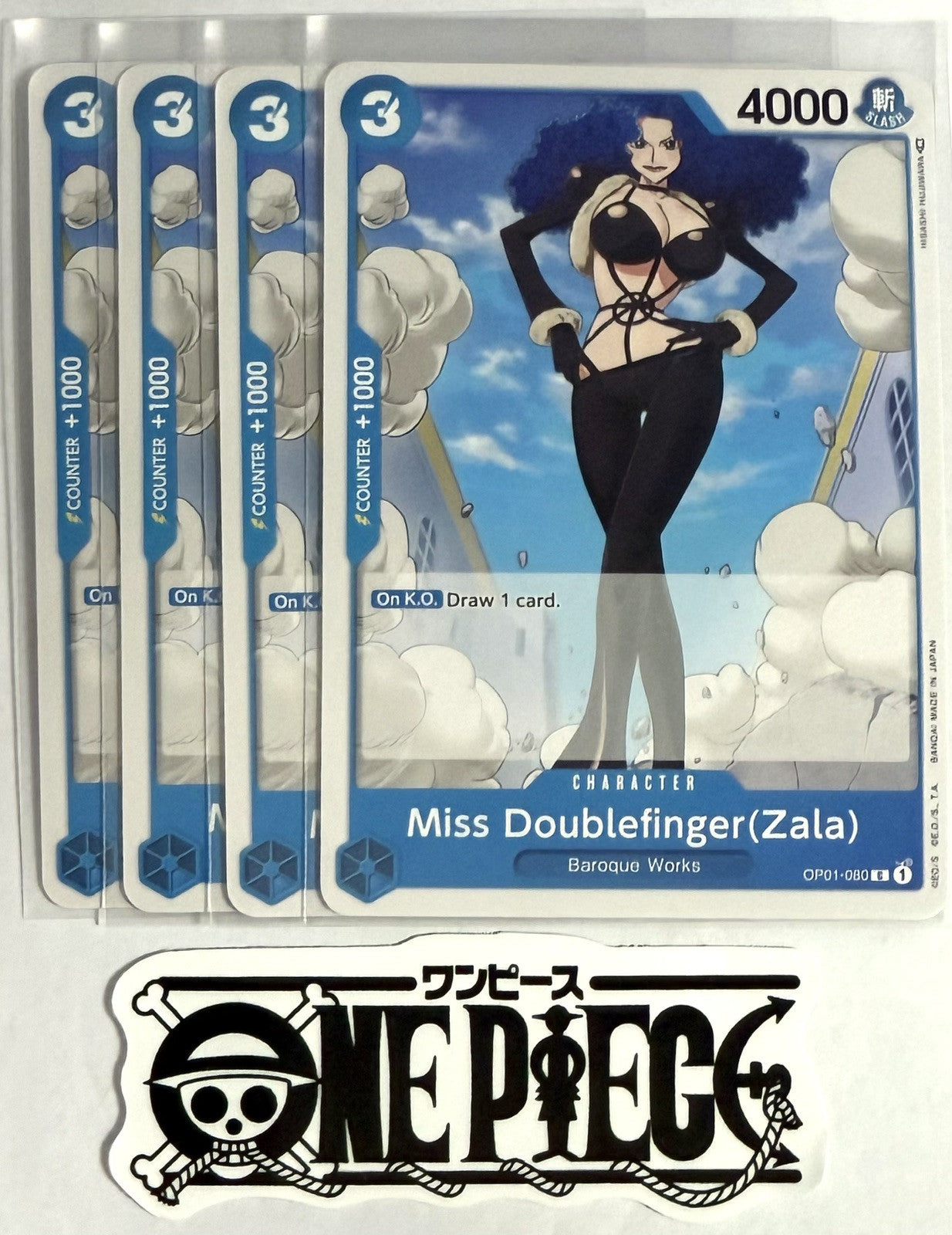 4x One Piece OP01-080 C Miss Doublefinger (Zala) - English - Playset - TCG- NM/M